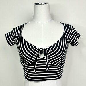 Black and White Striped Women's Top